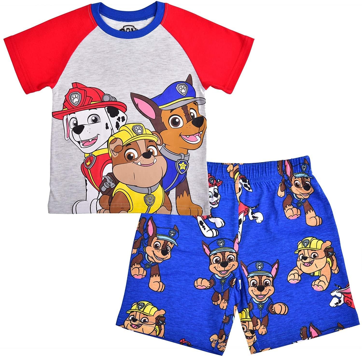 Paw Patrol Nickelodeon Chase, Marshall & Rubble Boys T-Shirt and Shorts Set for Toddler and Little Kids
