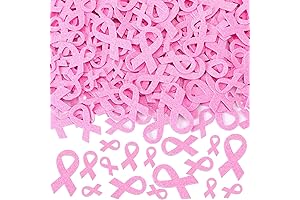 Breast Cancer Awareness Confetti Foam Pack: 300 Pcs Pink Ribbon Glitter Stickers