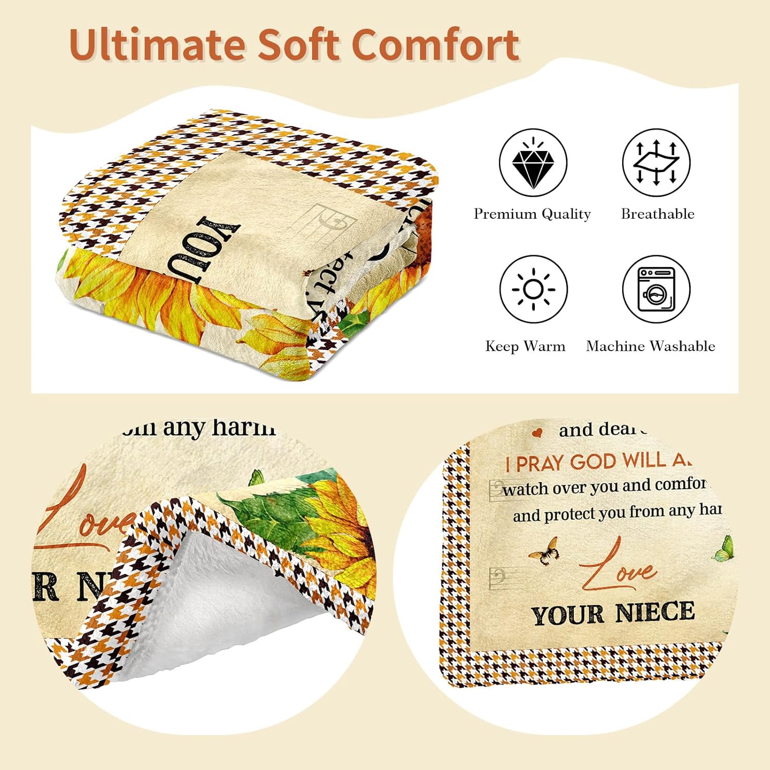 puekrtoa Valentines Day Aunt Gift, Best Birthday Gift for Aunt Blanket, Aunts Gifts from Niece, Auntie Gifts from Niece, Funny Aunts Throw Blankets 60x50 Inch - Image 7