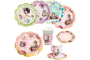 Alice and Wonderland Paper Plates and Cups Paper Saucers for Mad Hatter Tea Party