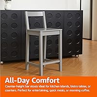 Vista 7 de Yaxa Basics Taburete de bar de madera con respaldo 24", gris, 1 unidad