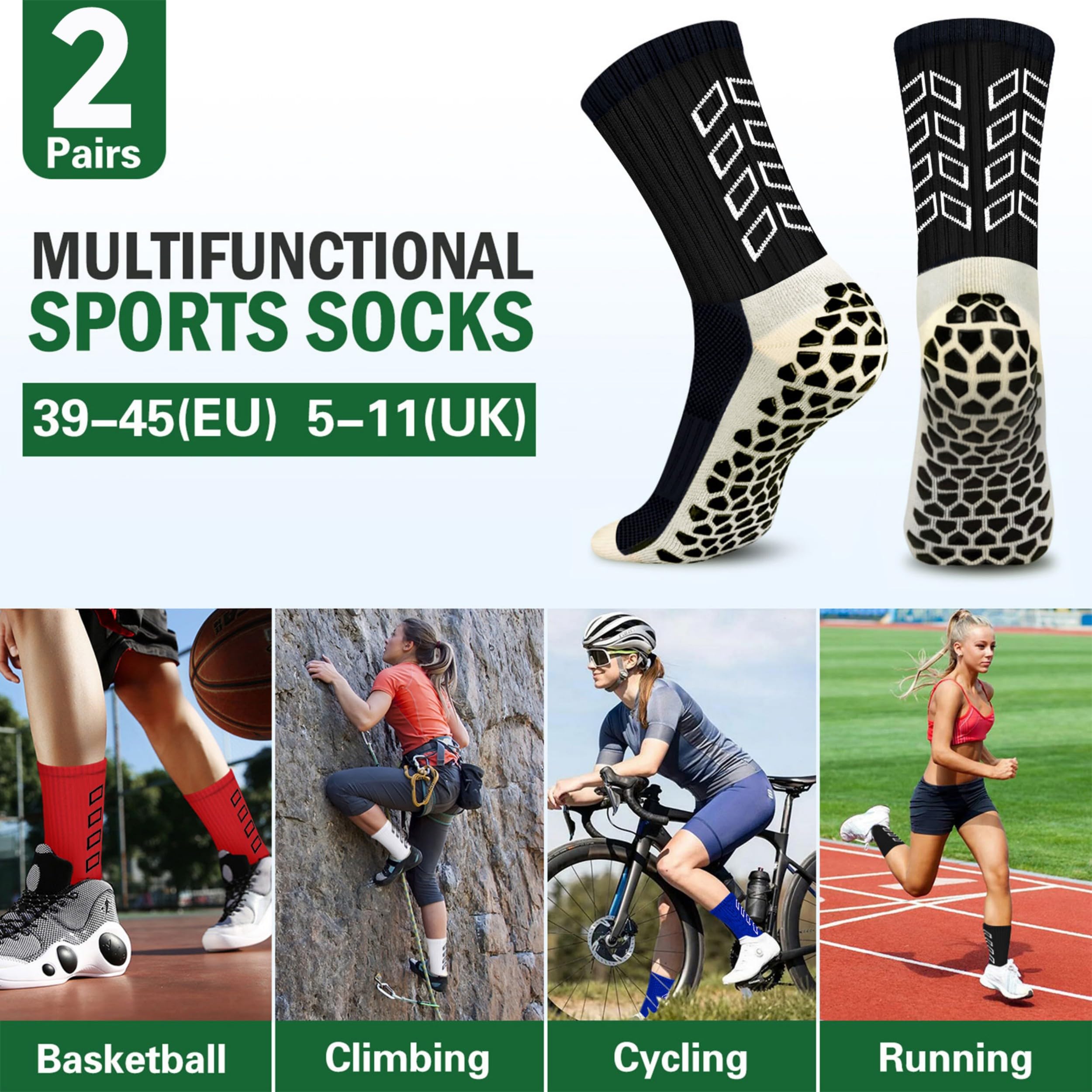 ENONEO Calze Calcio Antiscivolo Uomo 37-45 Calze Antiscivolo Calcio Anti Vesciche Addensare Cotone Calzini Sportivi Donna Traspirante Calzini Grip Calcio per Ciclismo Trekking