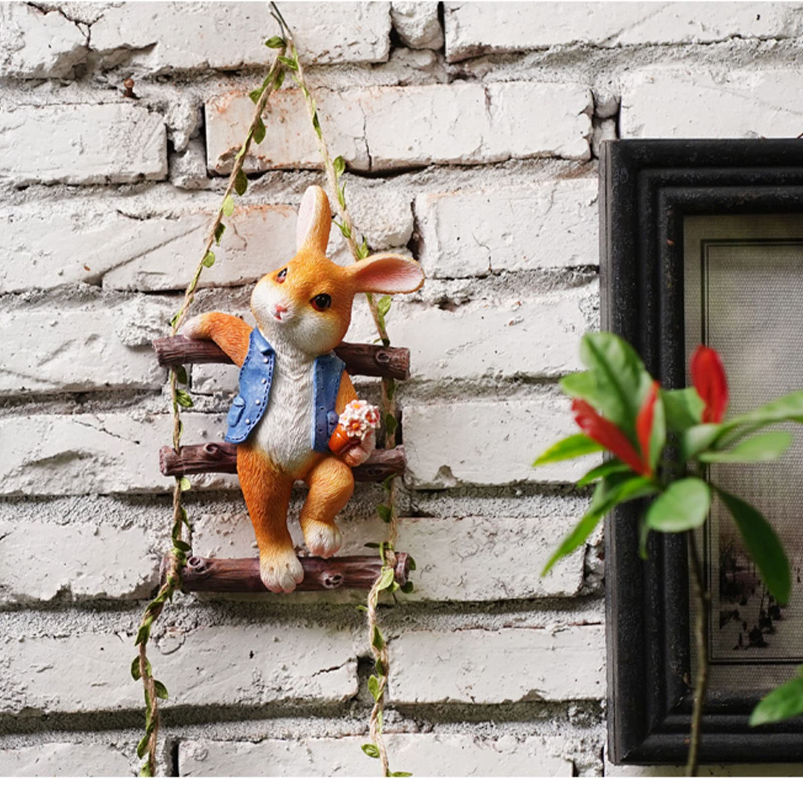 Amazon.co.jp: ガーデニング オブジェ はしごを登るうさぎ ガーデン