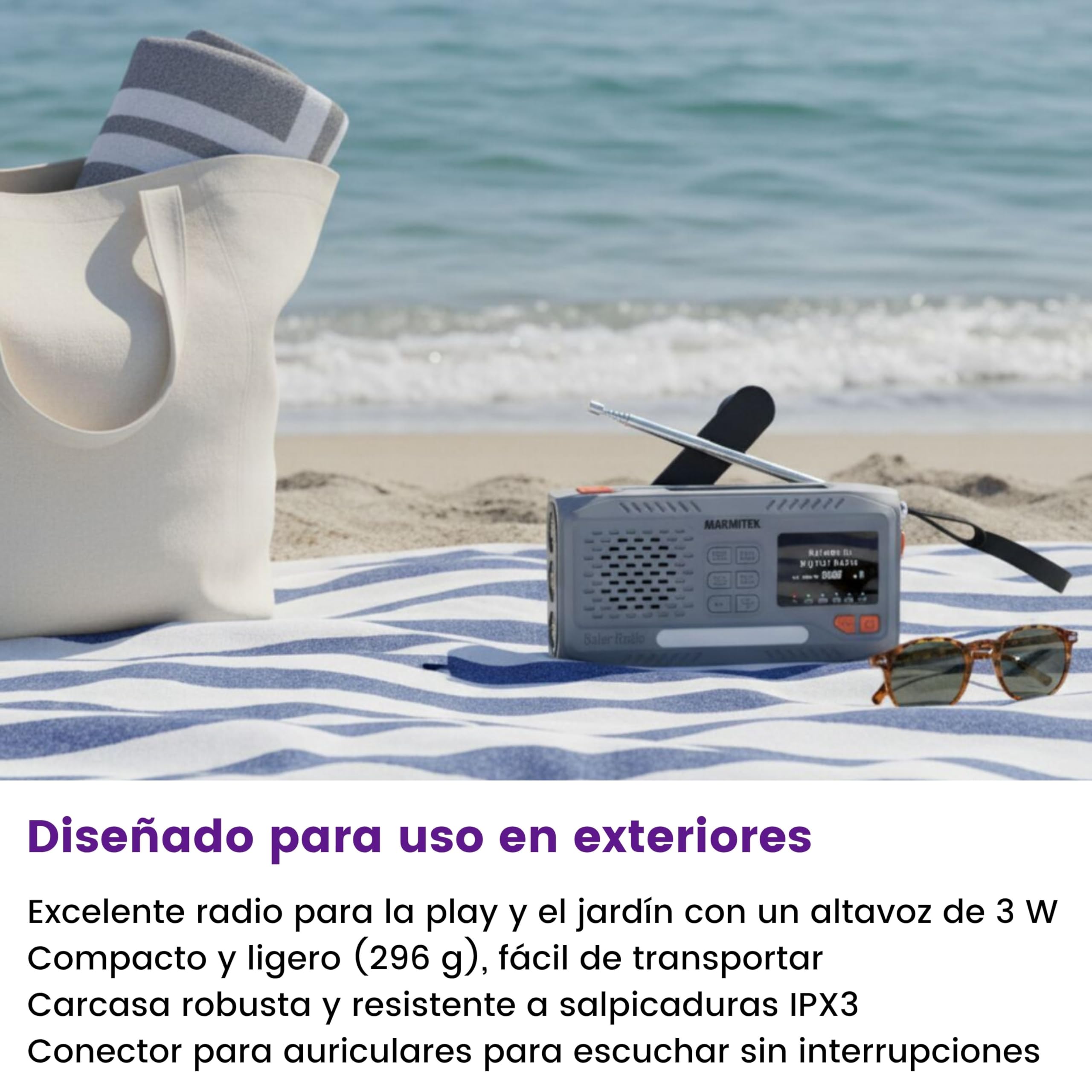 Marmitek RESQ 100 - Radio de Emergencia Dab+/FM Solar con manivela y SOS