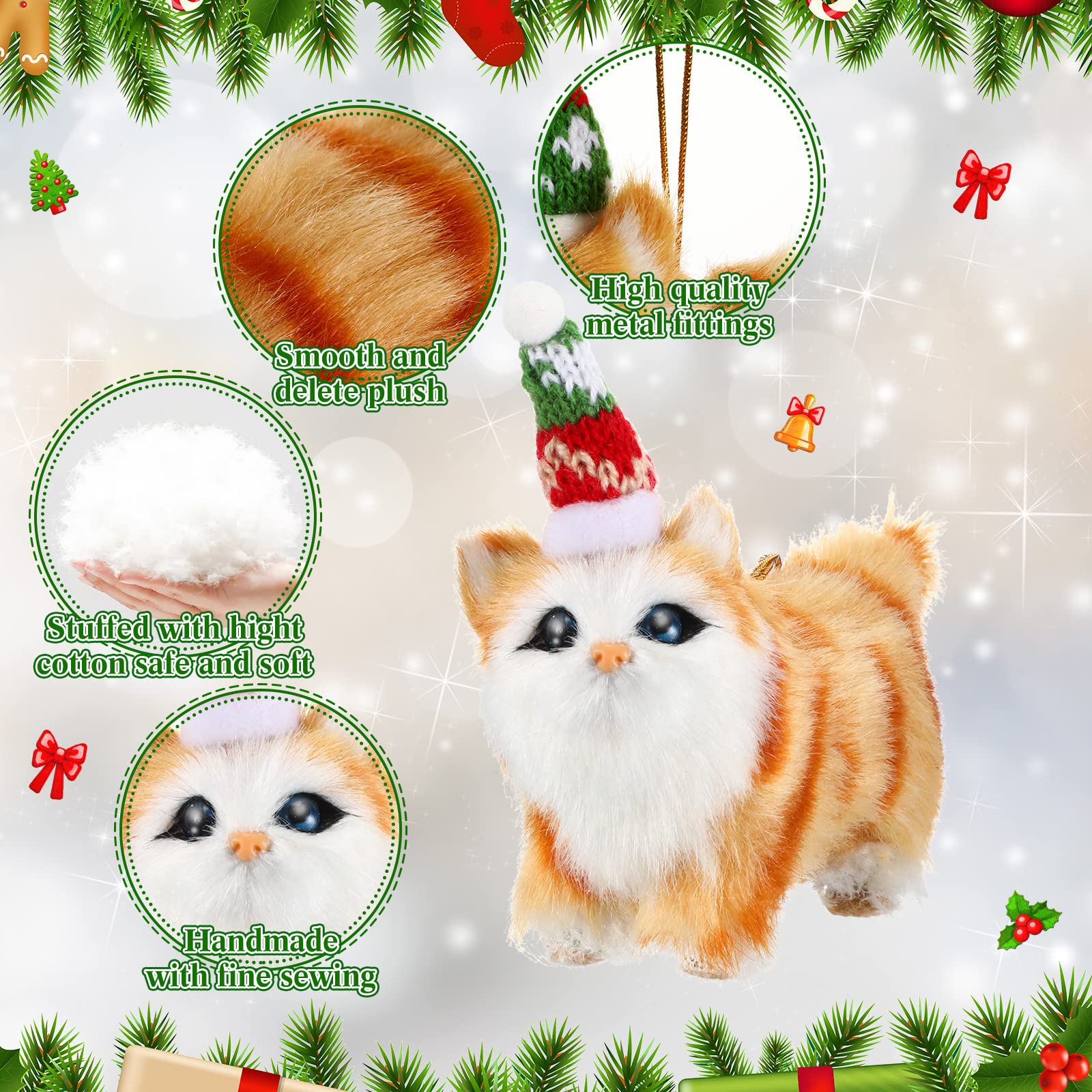 Amazon.co.jp: 9個 ミニ猫オーナメント フェイクファー 動物