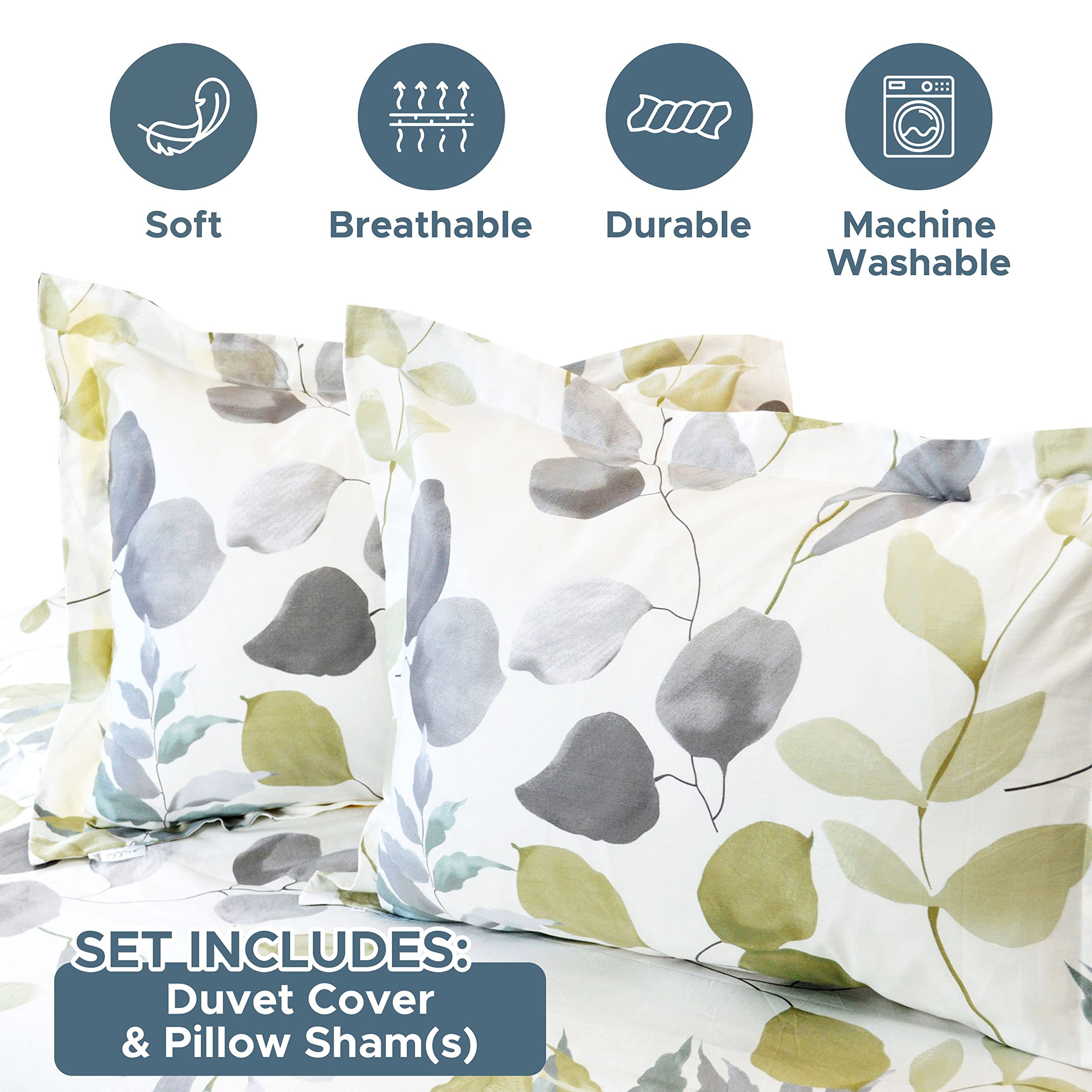 Essina Super King Duvet Set, 3-Pcs Super King Size Duvet Cover Sets - Image 3