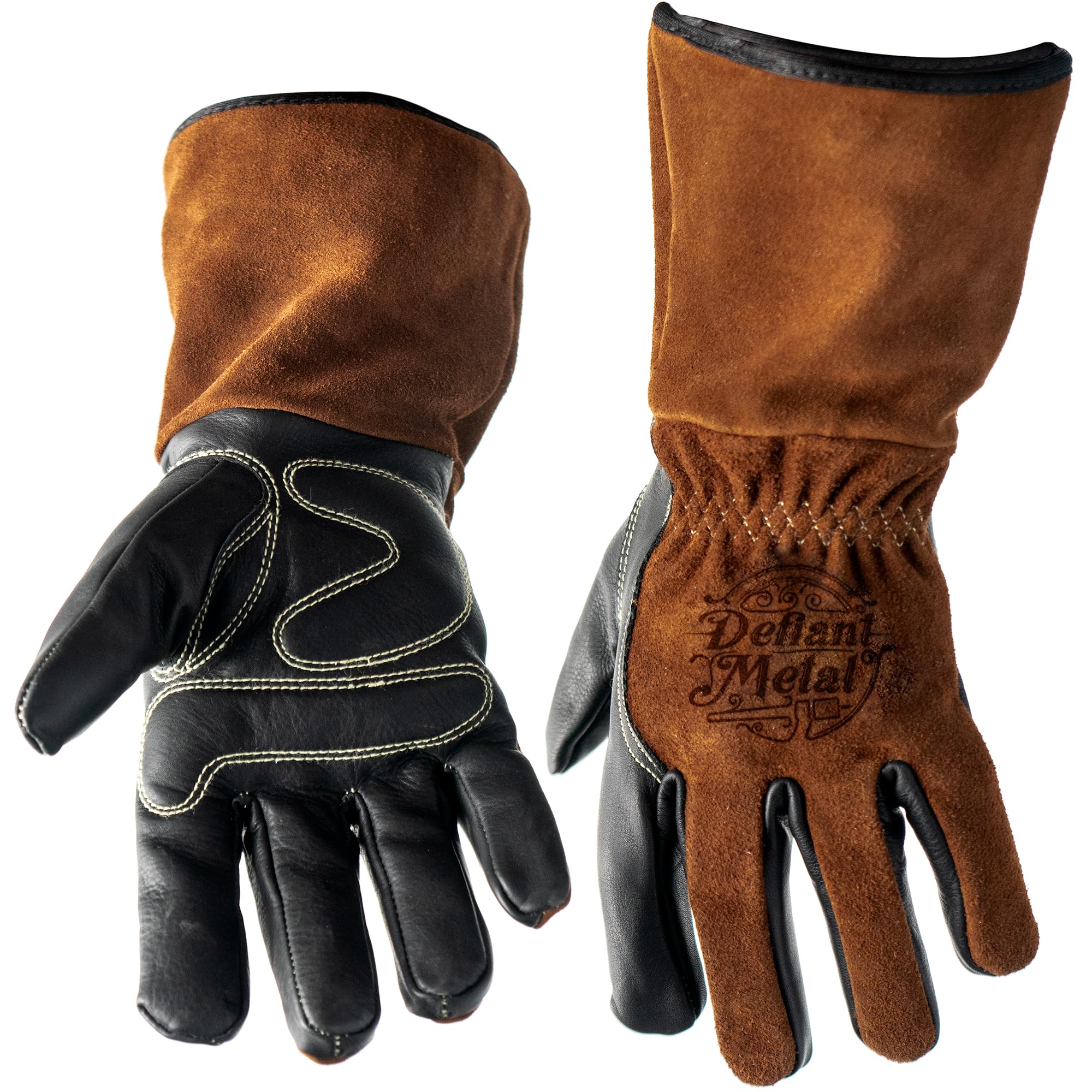 Defiant Metal MIG Welding Gloves - Premium Black Cow Leather
