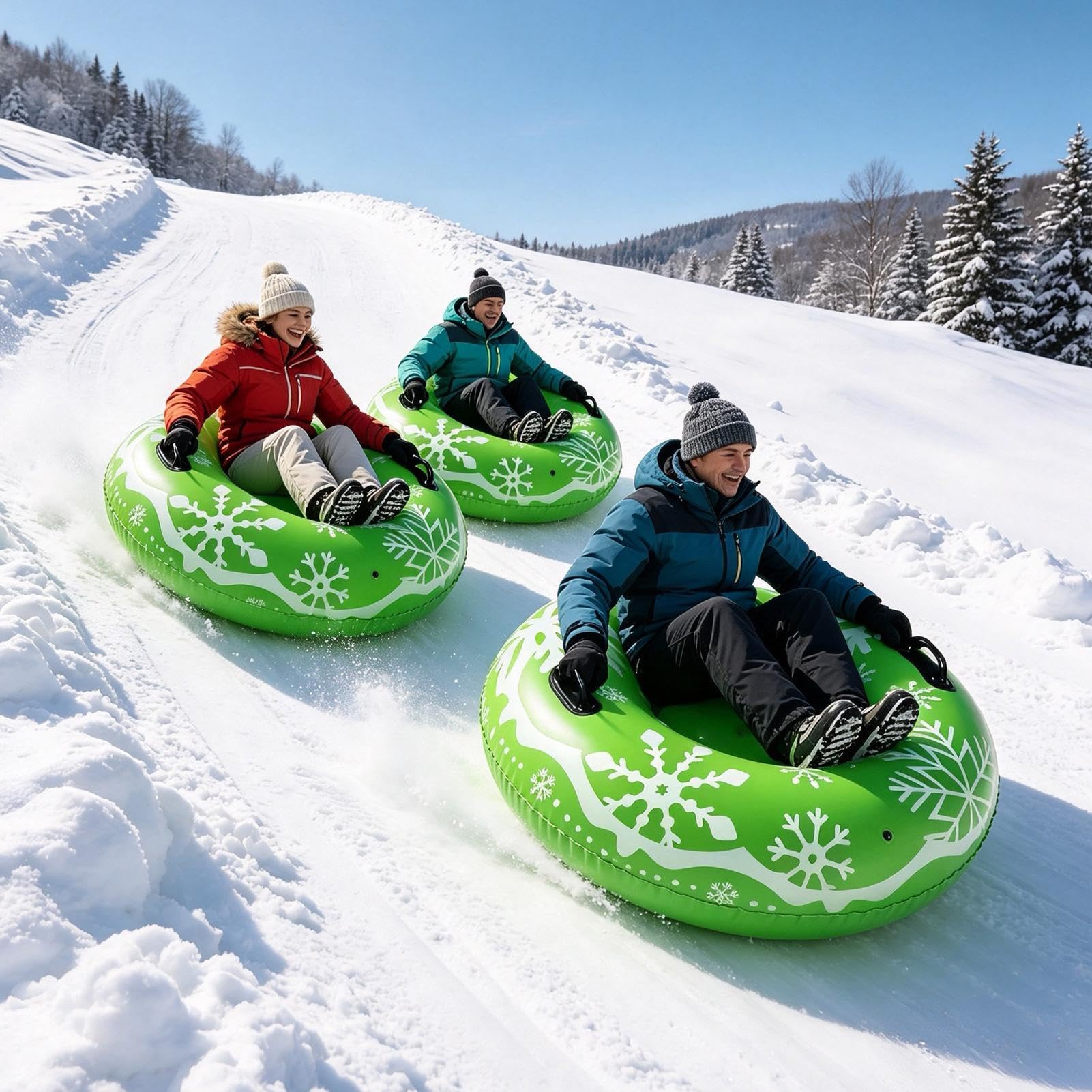Tubo da neve per adulti, 90 x 90 cm, impugnatura ergonomica antiscivolo | Tubo da sci gonfiabile per Natale, ragazze, uomini, donne, sci sul lago sul fiume congelato