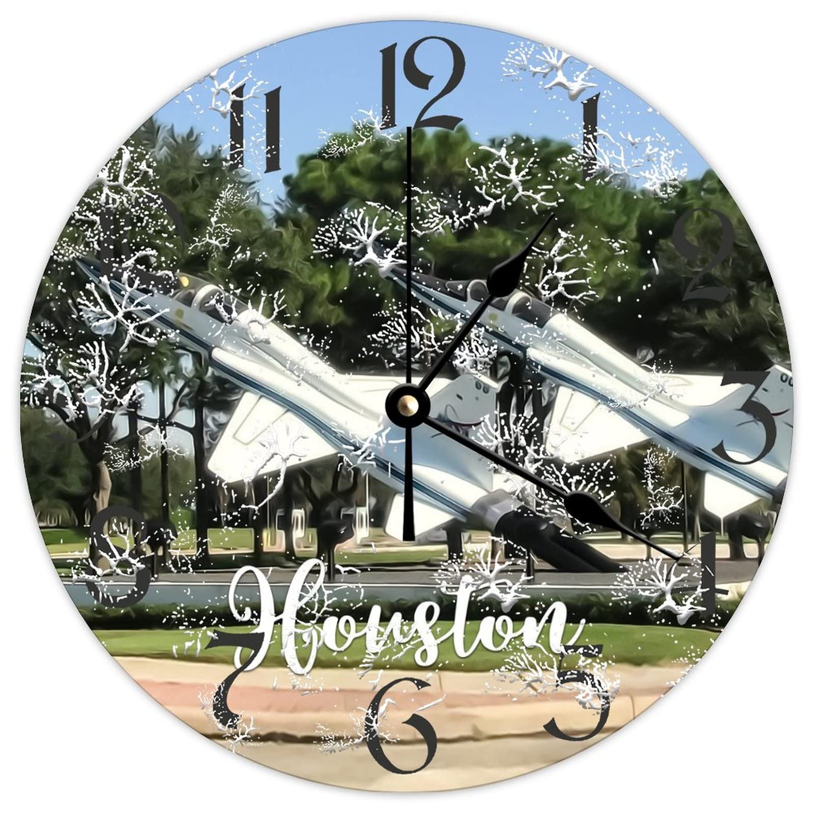 Horloge en bois Houston de 38,1 cm dotée d'un mécanisme à quartz de haute précision
