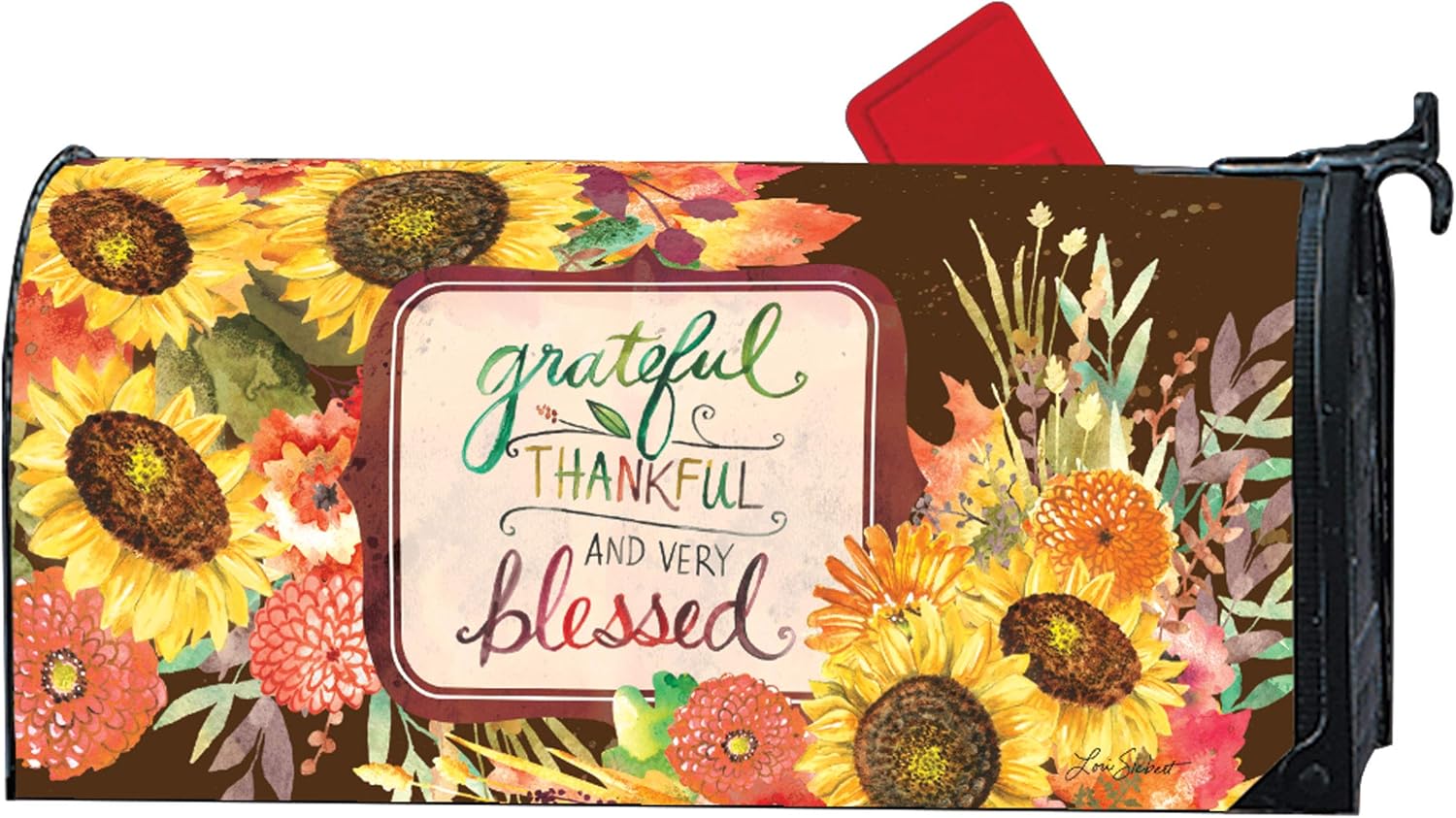 MailWraps Studio M Grateful Bouquet Fall/Winter, The Original Magnetic Mailbox Cover, Made in USA, Superior Weather Durability, Standard Size fits 6.5W x 19L Inch Mailbox