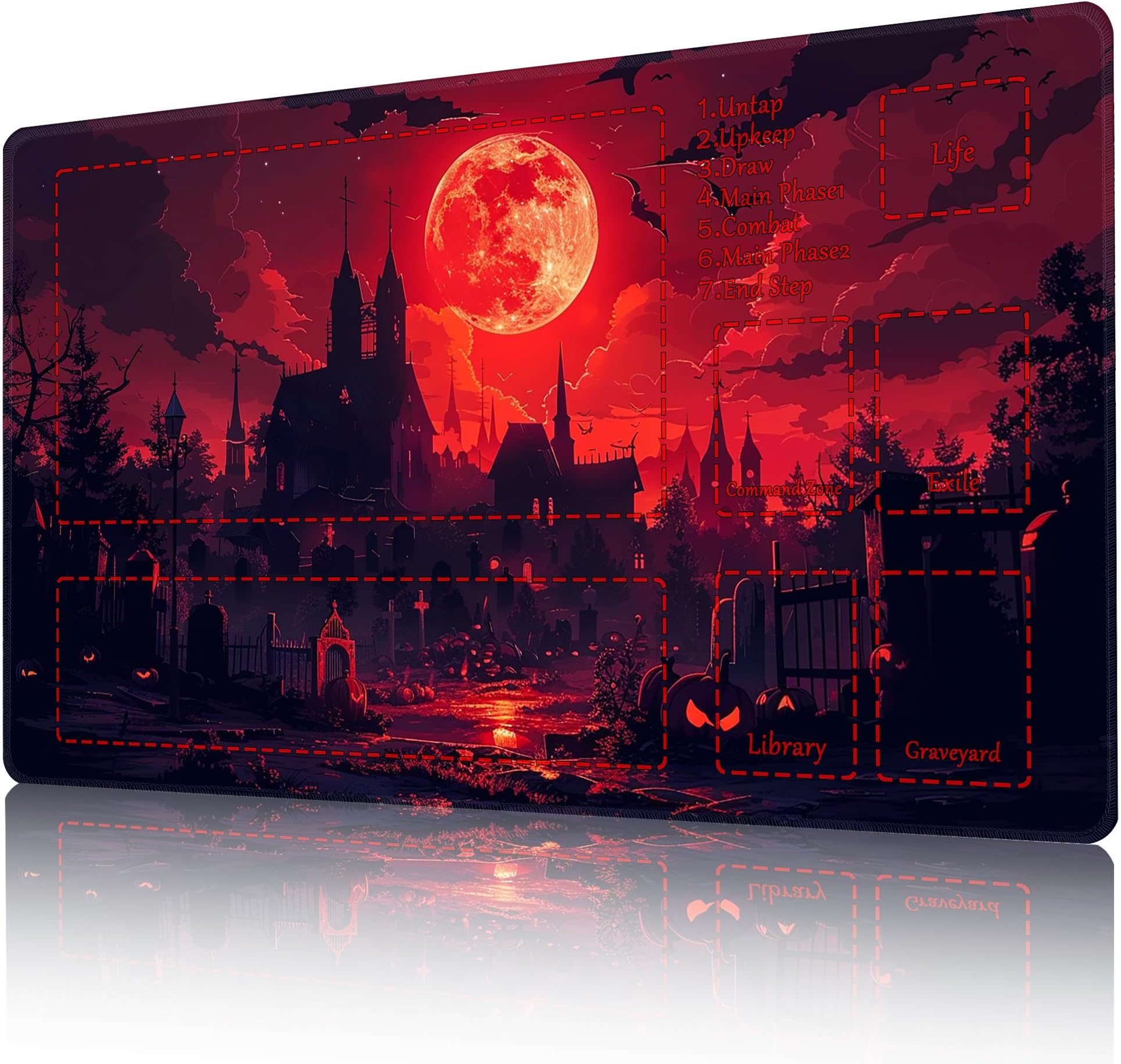 MTG Playmat Non-Slip Rubber Backing Printing Commander Board Game Desk Mat Duel Mat TCG PTCG Playmat 24x14 inches and Free Storage Bags (Castle 2 with Zones)