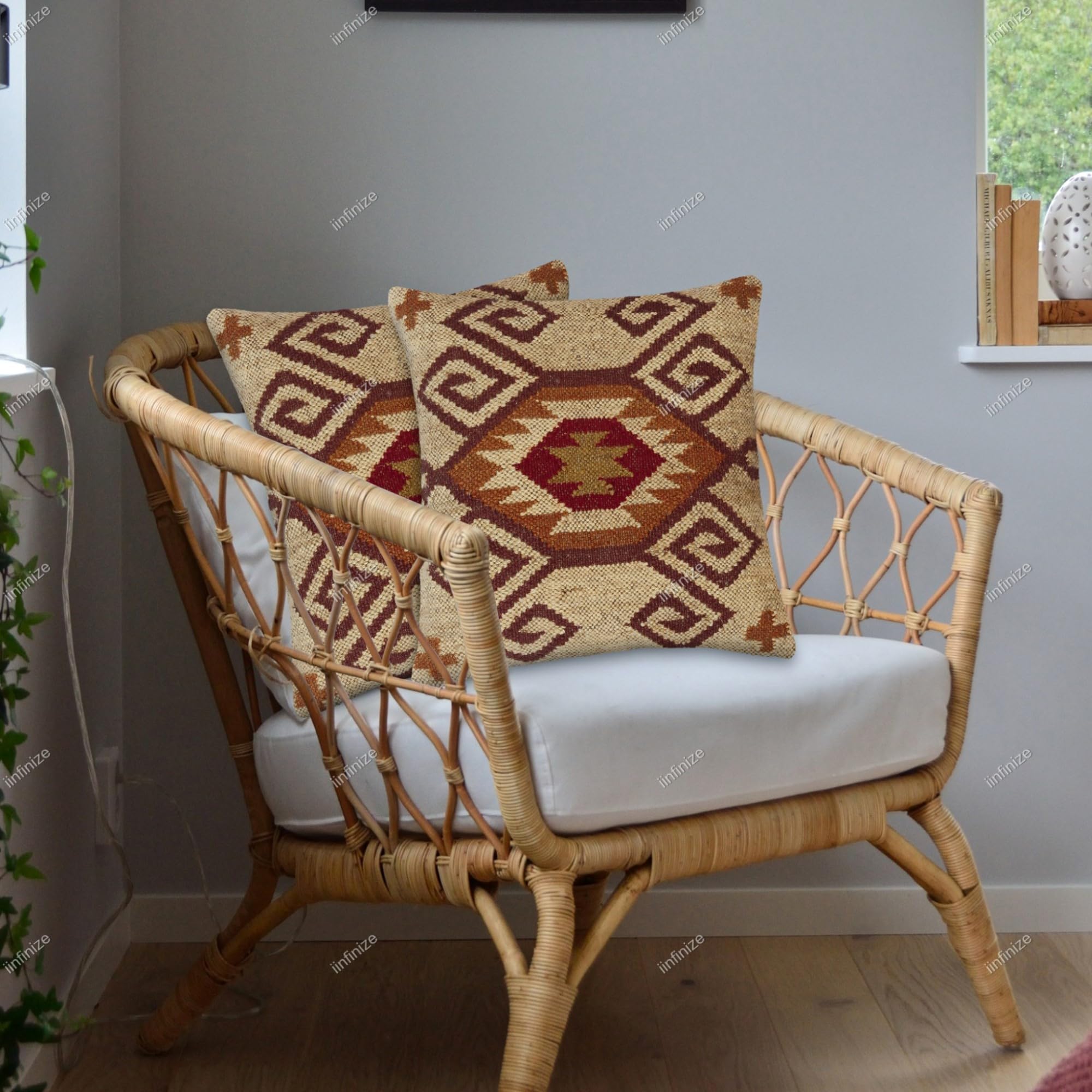 Housse de coussin en jute Kilim 45x45 cm lot de 2 taies carrées tressées