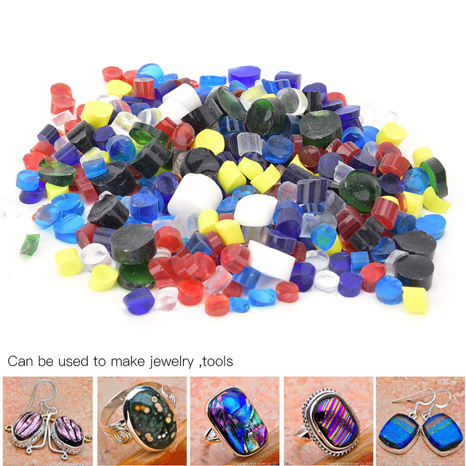 Verre à Fusion, Kit de Verre Coloré 100g pour Création de Bijoux et Projets Artistiques, Compatible avec Four à Micro-ondes et Travail à la Flamme