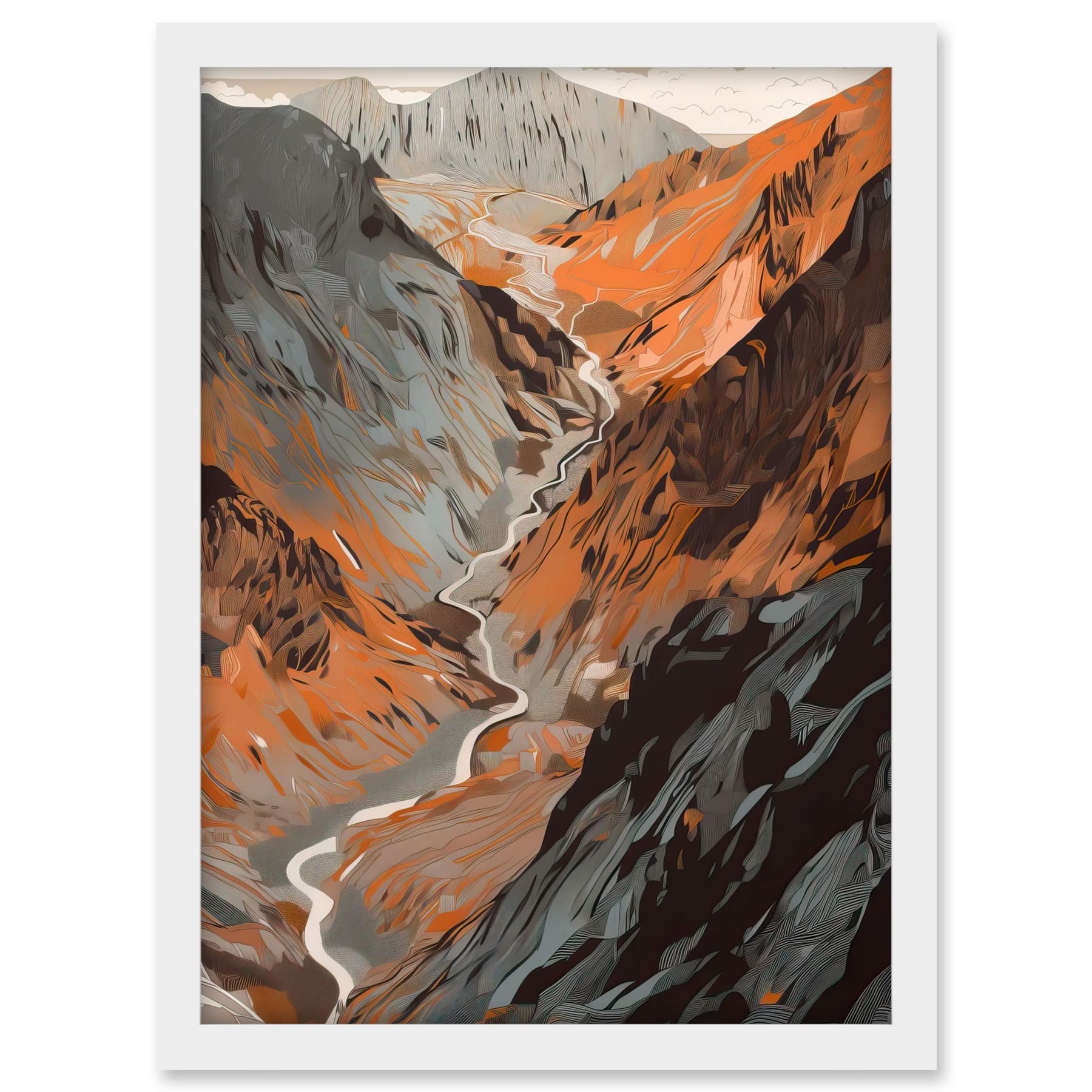 Artery8 Scaffel Pike Hiking Trail Rocky Mountain Landscape Artwork Framed A3 Wall Art Print