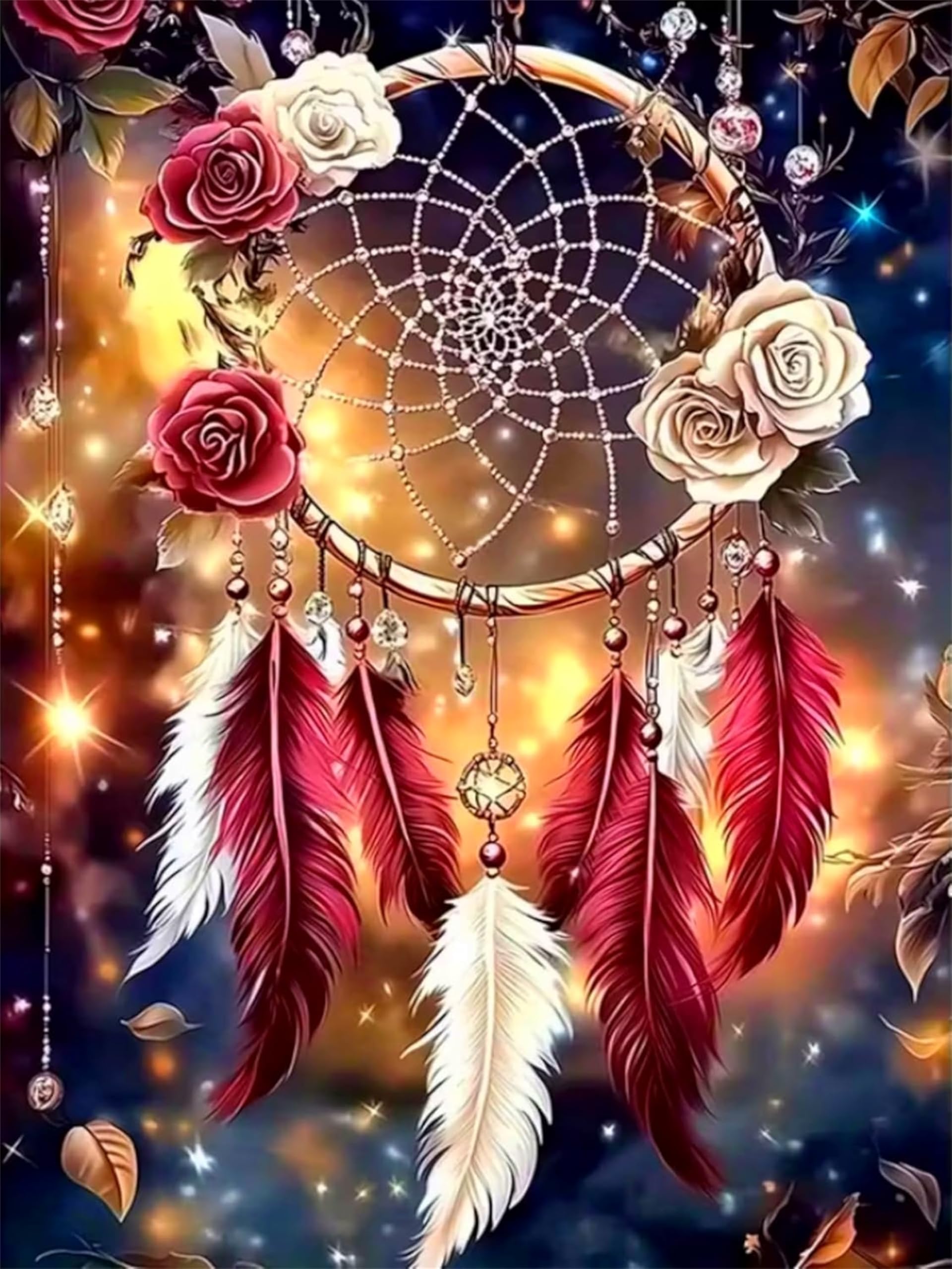 NANJDIAN 5D DIY Wreath Diamond Painting Kit for Adults,Diamond Art Kits for Beginner,Painting by Diamonds,Gem Art Kits Round Drill for Home Wall Decor Gifts for Women, Men (Wreath)