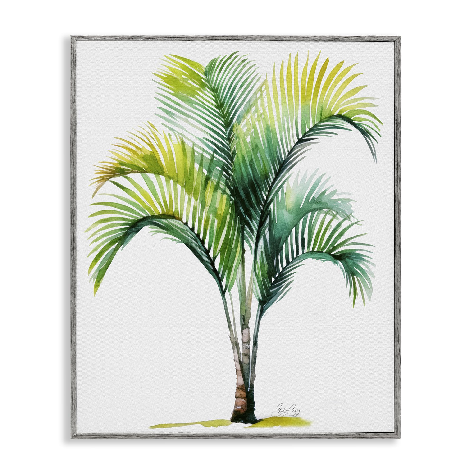 Stupell Industries Farmhouse Gray (Textured) 'Coastal Canopy Palm Tree'| Framed Giclee Art