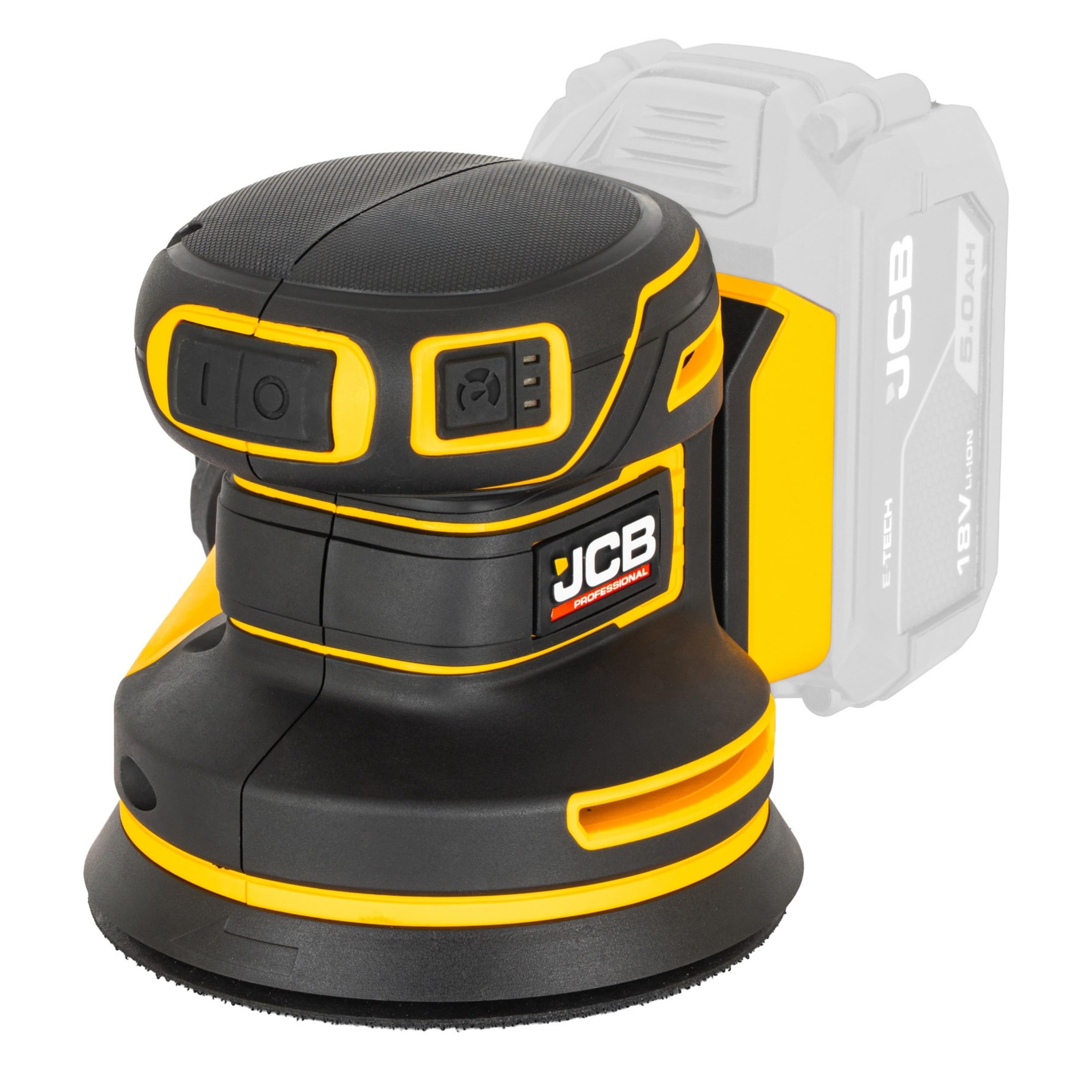 JCB Pro 18V Brushless Orbital Sander 125mm, Variable Speed, Dust Protected, Includes 4X Mesh Sanding Sheets & Dust Bag (Bare Tool)
