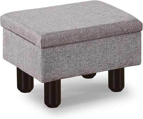 Cpintltr Taburete otomano para pies, reposapiés de lino, asiento otomano con patas de madera maciza, taburetes decorativos modernos para sofá, sala