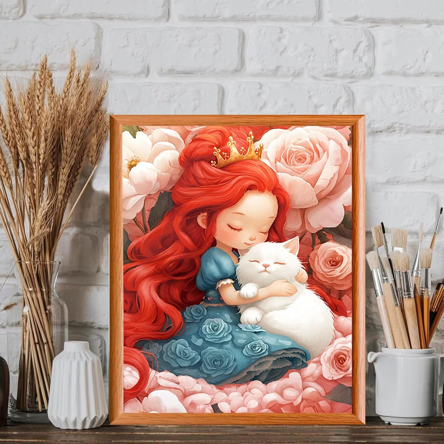 Mädchen mit Katze Malen Nach Zahlen Erwachsene Anfänger, 60x80cm c-728 | Handgemalt Ölgemälde Kit für Mädchen Jungen ab 7 8 9 Jahre, Rahmenlos, für die Wanddekoration zu Hause, DIY Acrylmalerei