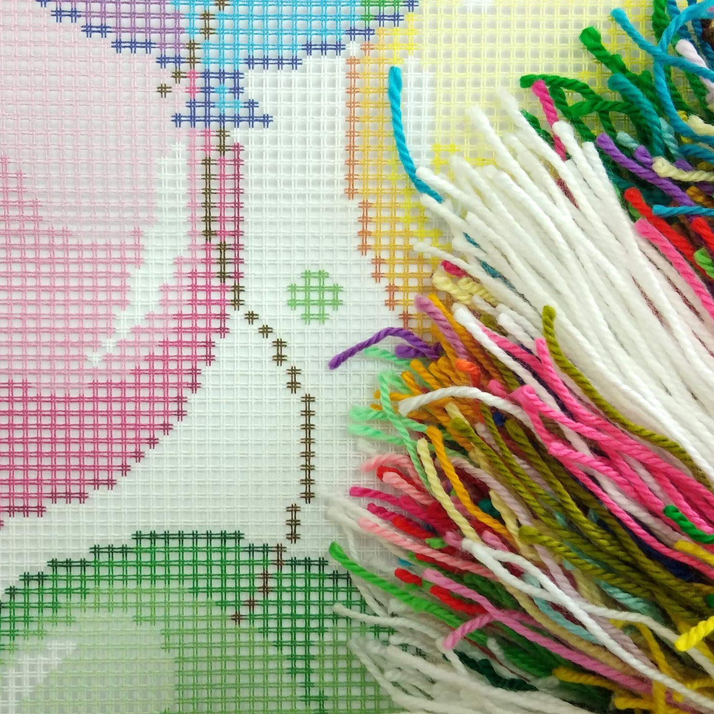 Brvsk Kids’ Room Embroidery Kit for Adults and Beginners — Fest 16??×?16? with Clear, Precise Printed Design on Cotton Canvas; Includes 2 Needles, Yarn, and Easy-Read Chart