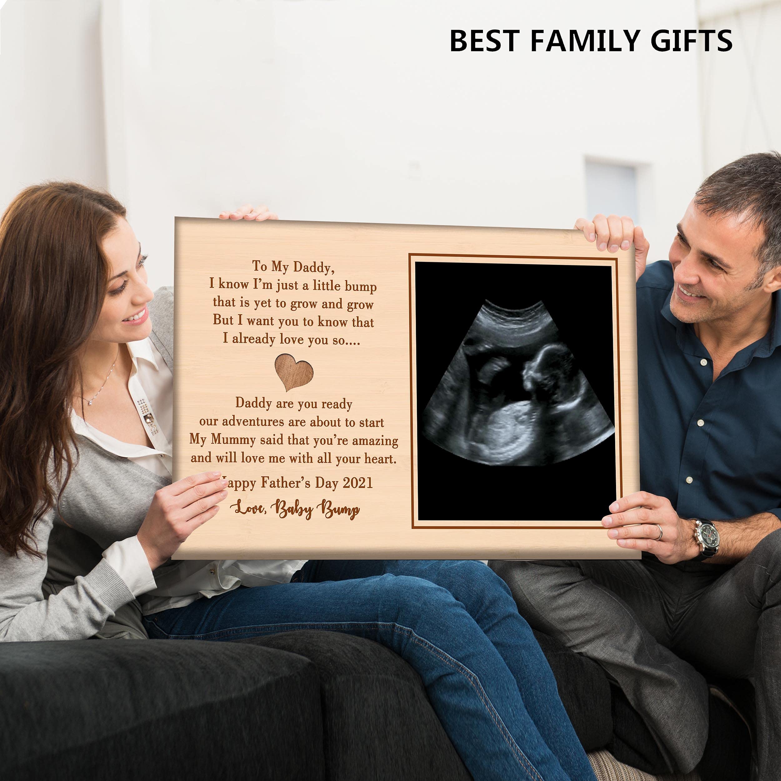 Best Family Gifts I Know I Am Just A Little Baby Bump, Customized Canvas for Your Father, with Custom Name, Birthday Gift, Wooden Frame Canvas