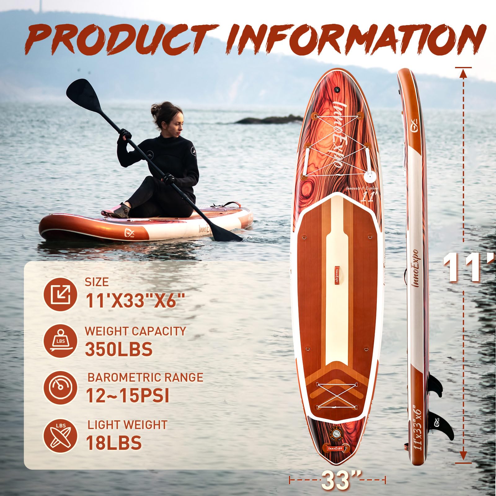 ZLX Paddle Gonflable Adulte 2 Place Stand Up Paddle Gonflable Avec Accessoires Sup Board Pour Les Adolescents Et Les Adultes De Tous Les Niveaux De Compétence, Kayak/Bateau Avec Siège(10'6" X 33") En