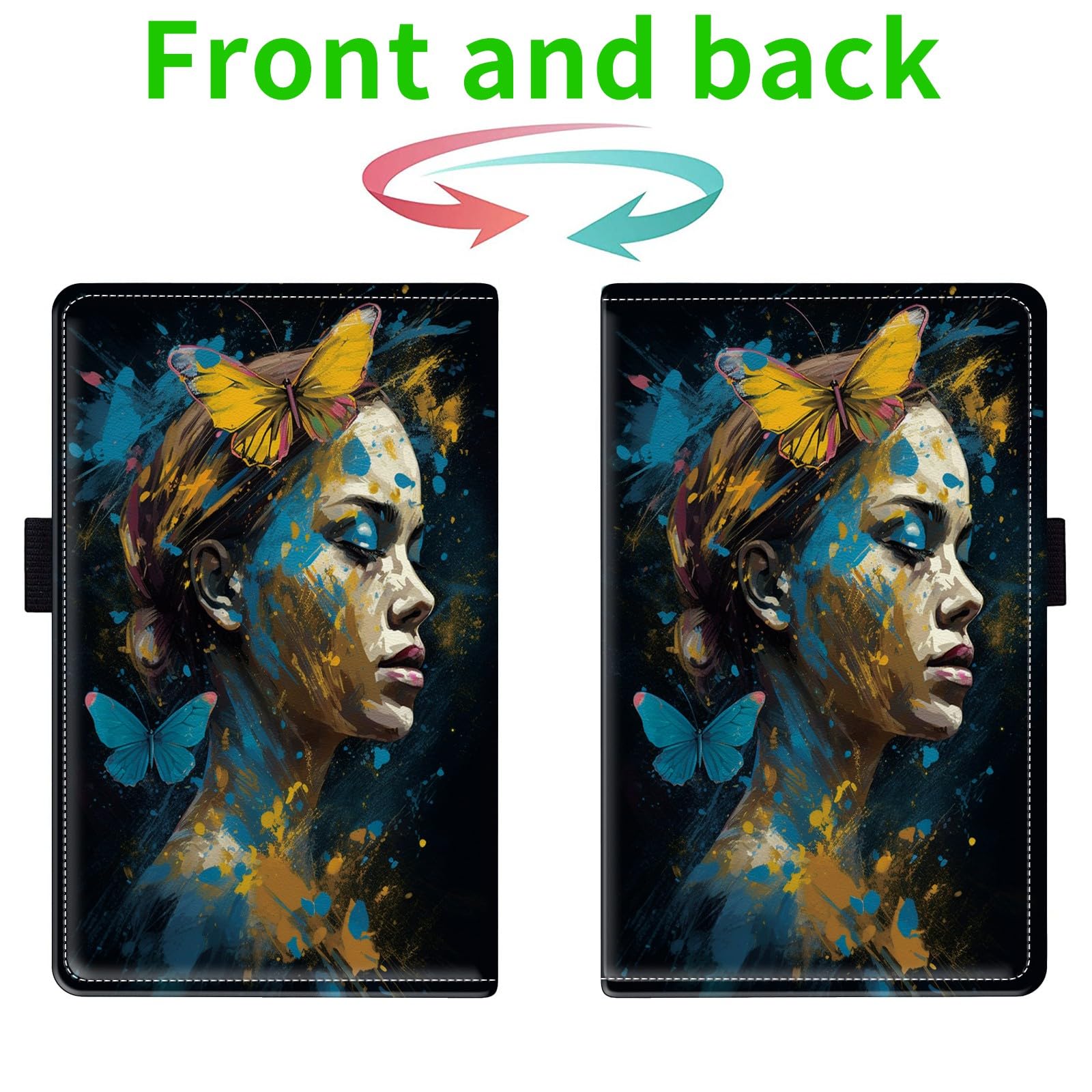 Server Books for Waitress, with 7 Large Pockets, Waiter Serving Book, Waitstaff Server Order Pads, Cute PU Leather Server Book with Pen Holder Fit Server Apron, Butterfly Girl