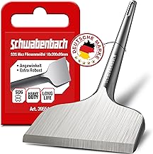 SCHWABENBACH® Fliesenmeißel SDS MAX 300 x 80mm abgewinkelt - Fliesen entfernen Werkzeug - Ideal zum Abtragen von Verputz - Flachmeißel - Extra Gehärtete Spitze - Bohrhammer Meißel 80mm für Profis