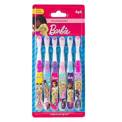 Brush Buddies Paquete de 6 cepillos de dientes Barbie para niños cepillos de dientes para niños cepillos de dientes de cerdas suaves para niños Brush Buddies Paquete de 6 cepillos de dientes Barbie para niños cepillos de dientes para niños cepillos de dientes de cerdas suaves para niños