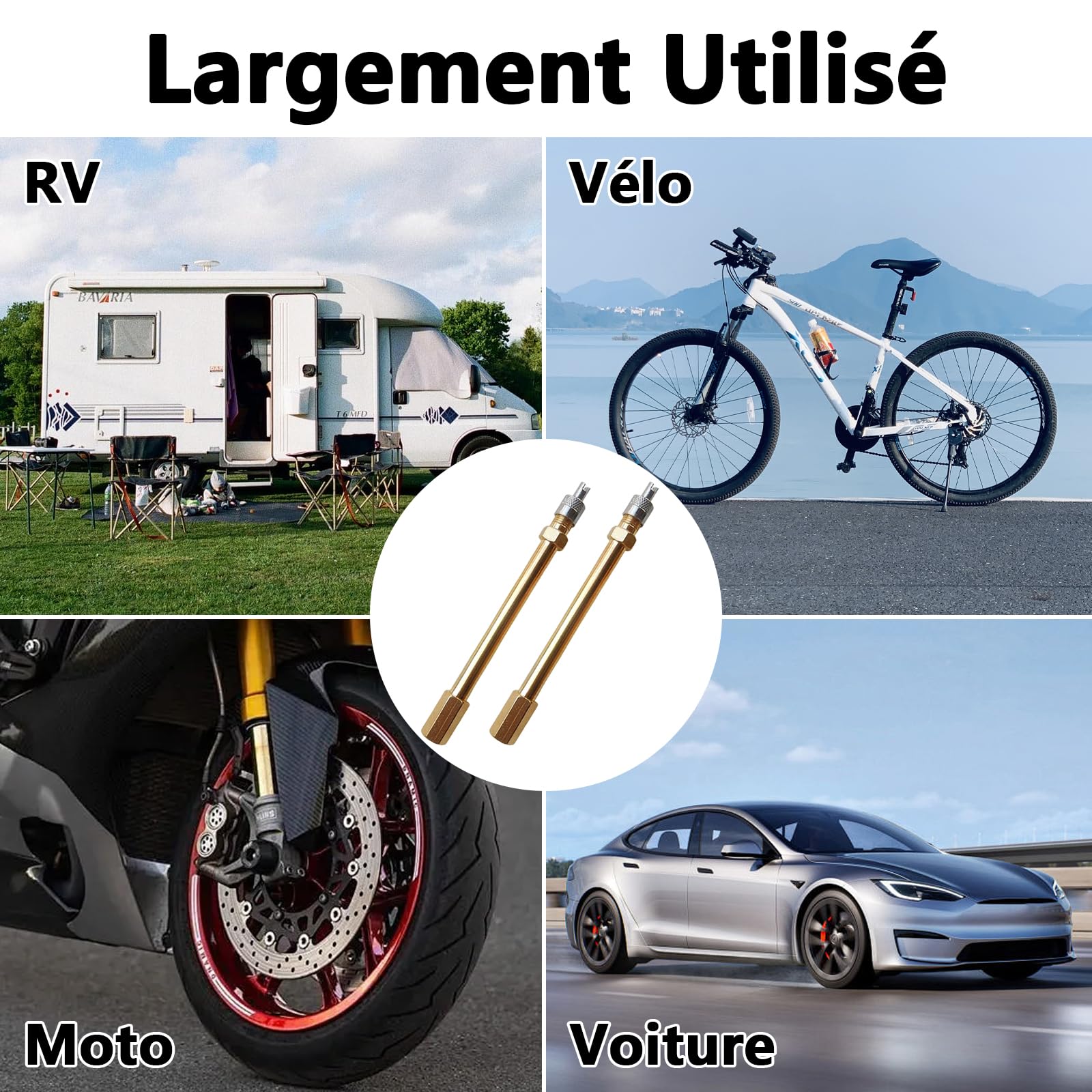 2 Pezzi Estensione della Valvola Anti-Ritorno da 10 cm con Smontaggio, Estensione della Valvola dell'aria per Pneumatici di Auto, Monopattini, Camion, Biciclette