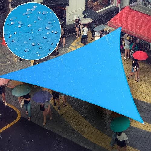Amgo Toldo parasol impermeable triangular azul de 16 x 16 x 16 pies, UPF50+ AMTADT16, toldo con 98% de bloqueo UV, resistente al agua, para