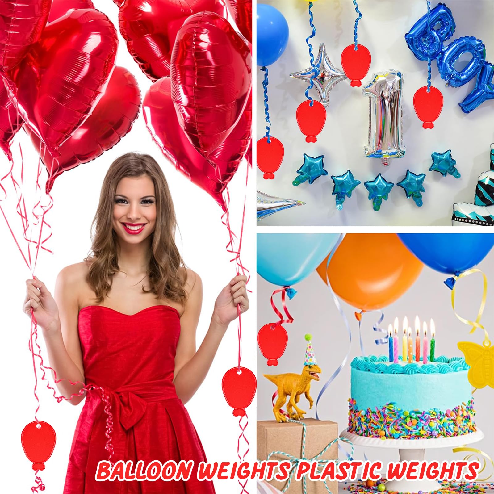 36 Pack Helium Balloon Weights, Red Plastic Party Accessories, Perfect for Securing Balloons at Birthdays Weddings, New Year - Image 3