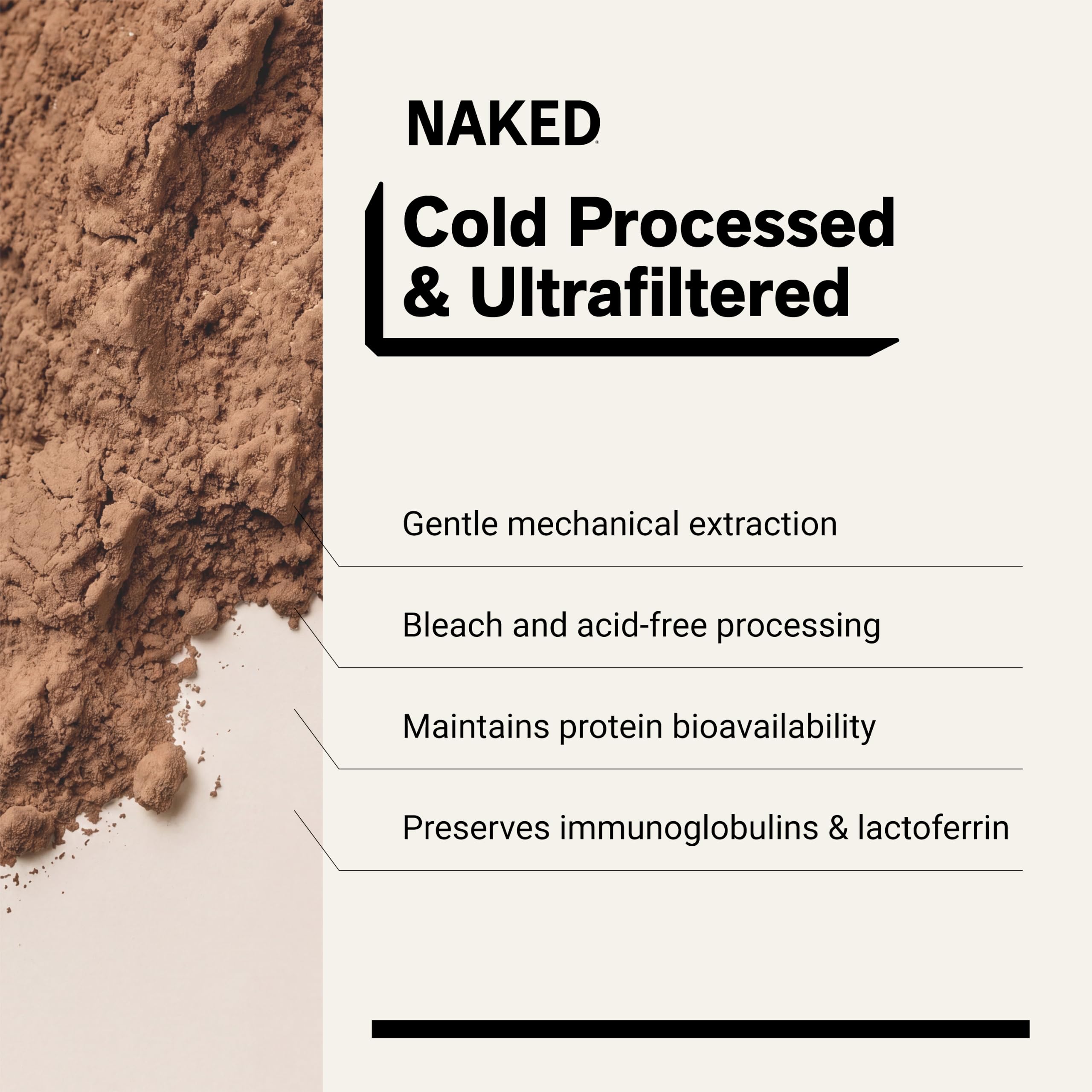 NAKED Chocolate Whey 1LB - All Natural Grass Fed Whey Protein Powder, Organic Cacao, and Coconut Sugar - NSF Certified, No GMO, No Soy, and Gluten Free, Aid Growth and Recovery - 12 Servings — Amazon image 4