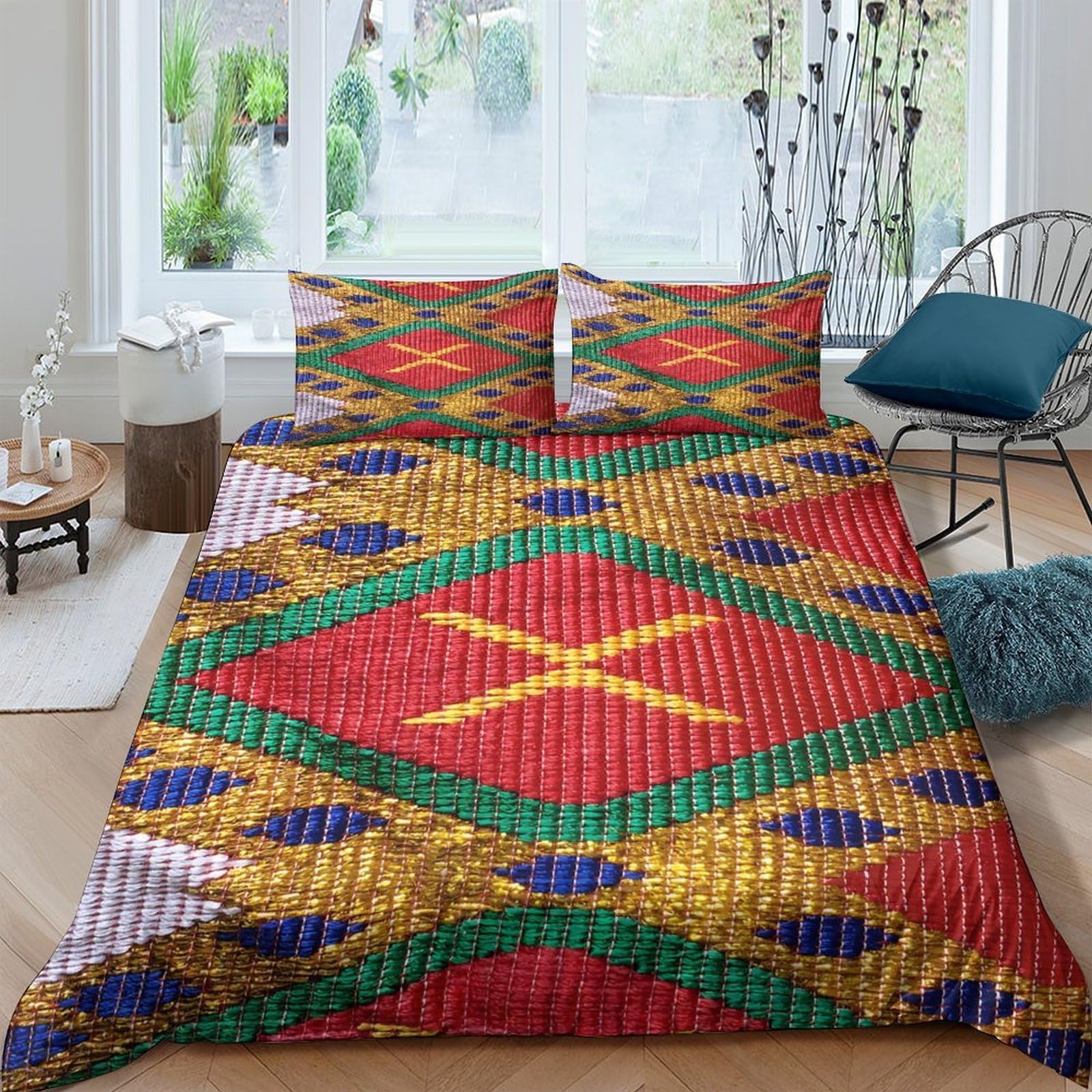 Ctjqhvkz Style-8 3D Printed Boho Geometric Fitted Sheet Microfiber Soft Colorful Ethnic Mattress Cover Bedroom Decor Washable Single（135X200cm）