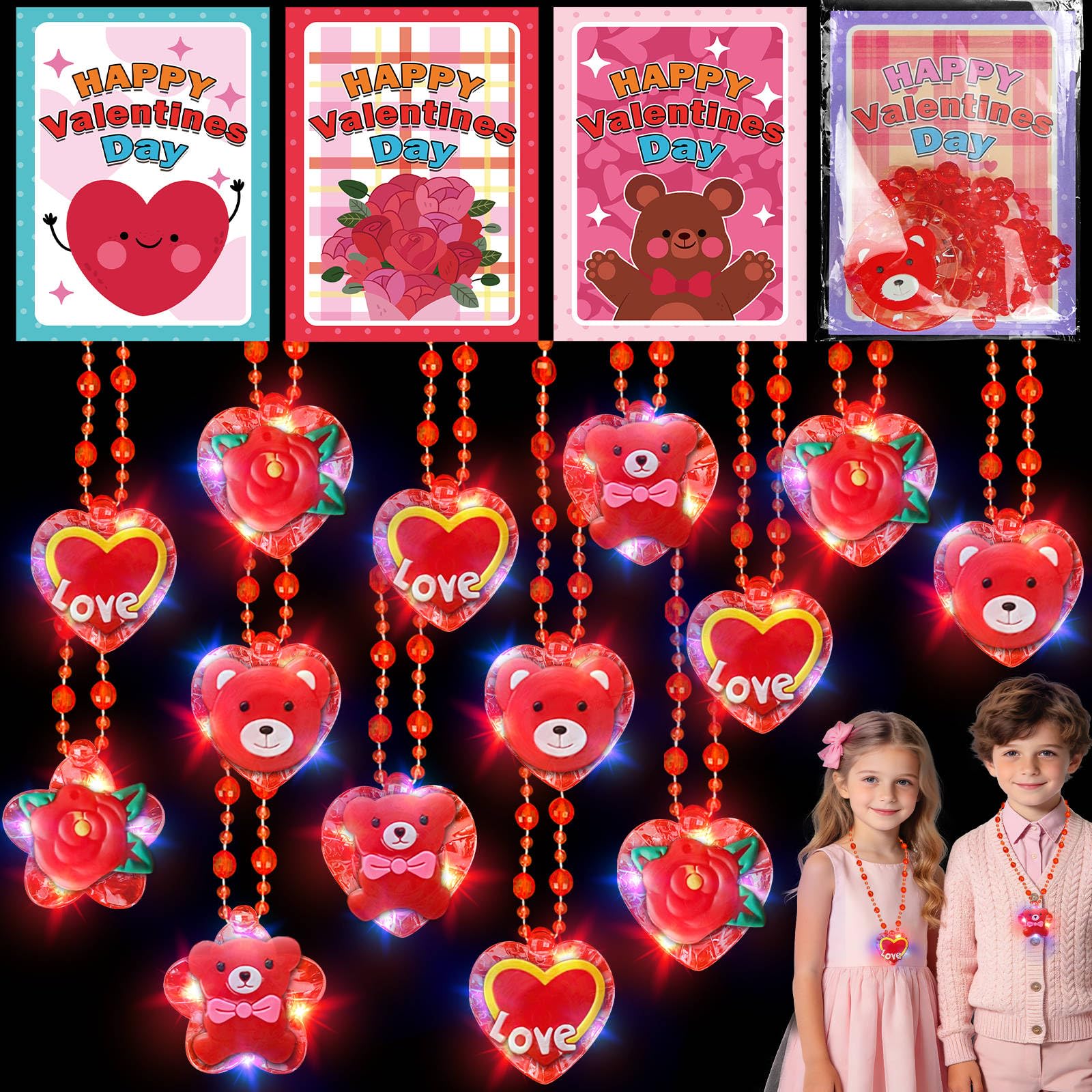 Amazon.com: 24 Pack Valentines Day Gifts for Kids Light Up Red
