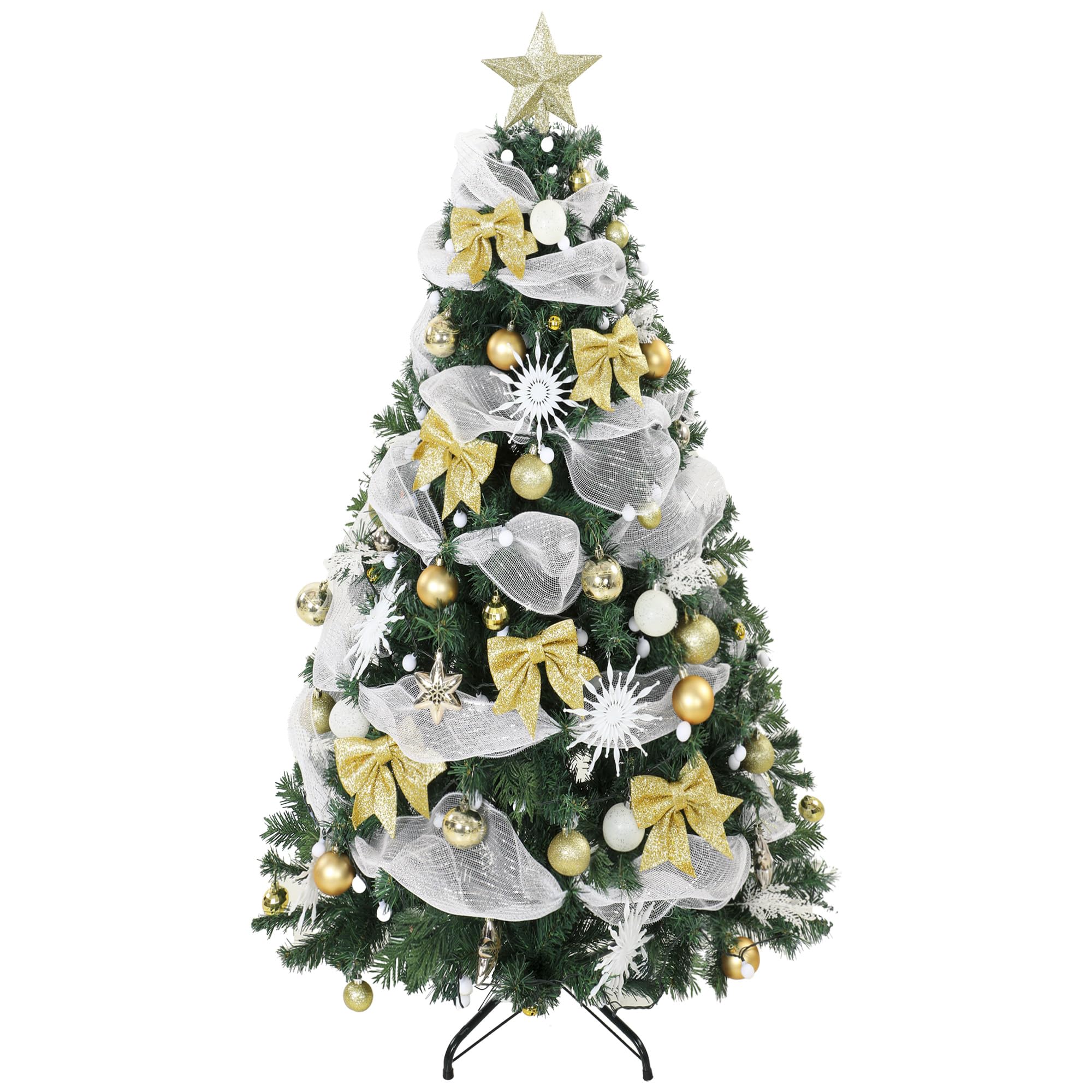 HOMCOM Árbol de Navidad con 200 Luces LED Blanco Cálido 180 cm 800 Ramas