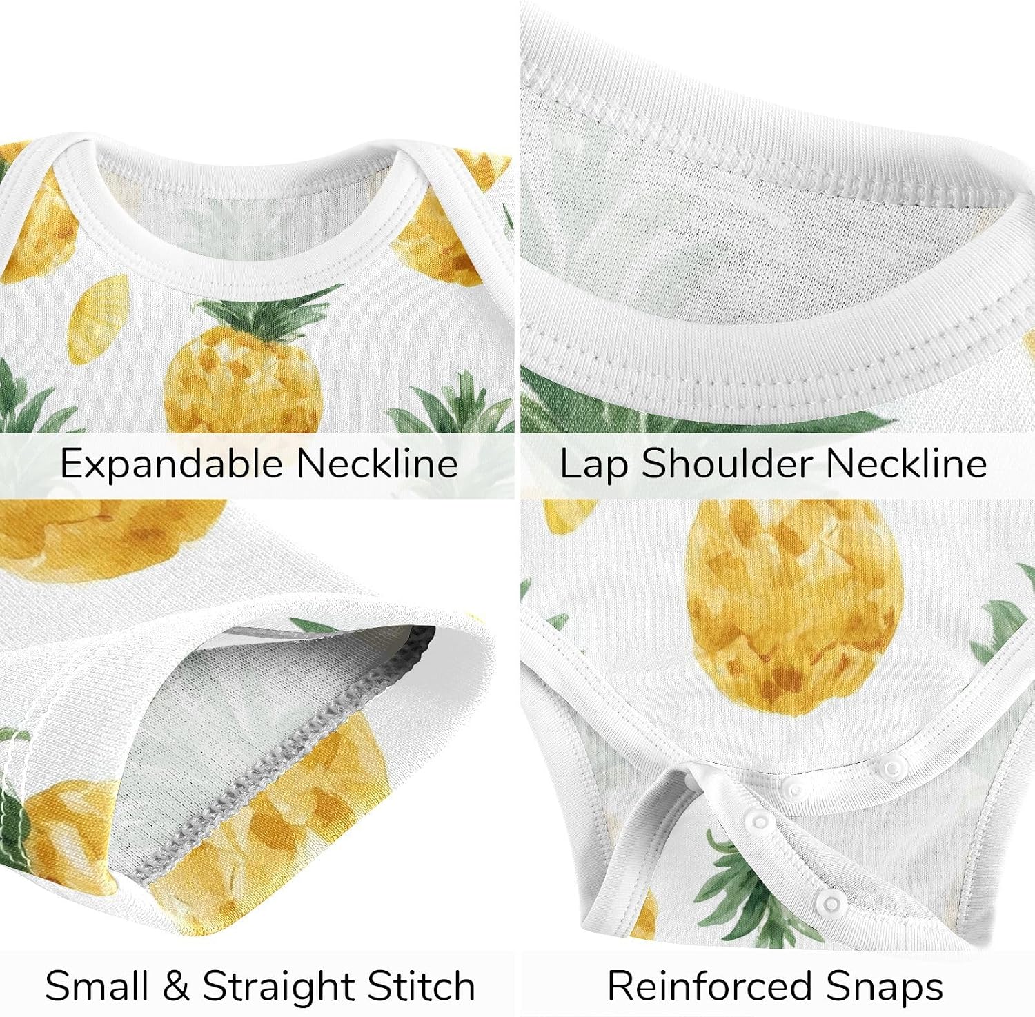 vvfelixl Baby Clothes Watercolor Pineapples Baby Bodysuits Set Unisex Short Sleeve Babys Pants Sets 0-3M