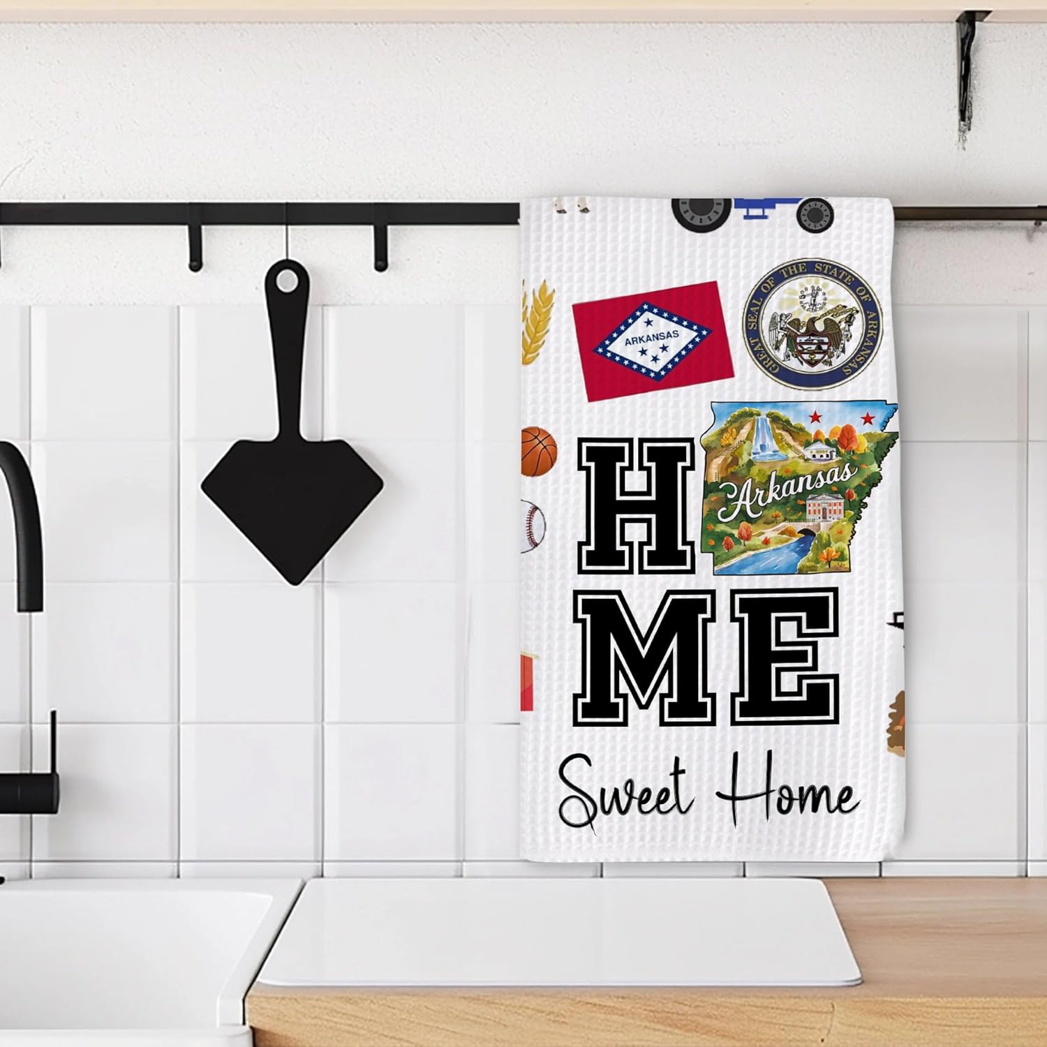 Home Sweet Home Arkansas Kitchen Towel - Housewarming and Homecoming Gifts - Arkansas State Favorite Symbol Dish Towels Gifts for Women Friends for Birthdays Mother's Day and Holidays - Image 2