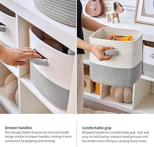 Miniatura 7 de Cestas de almacenamiento para organizar, paquete de 3, cestas cuadradas de 11 pulgadas para almacenamiento de cubos, contenedores de almacenamiento