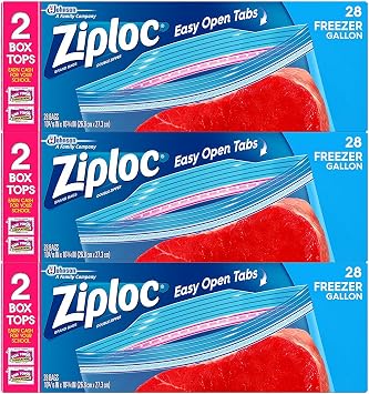 Ziploc Freezer Bags with New Grip n Seal Technology, Gallon, 28 Count, Pack of 3 84 Total Bags