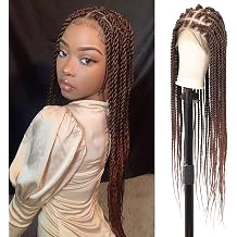 Youthfee 360 HD Full Lace Braided Wigs Knotless Twist Braided Wig for Women Braid Lace Front Wig with Baby Hair Premium Synthetic Long Brown Twist Braid wigs 36 Inch