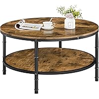 Yaheetech Round Coffee Table with Shelf 2-Tier