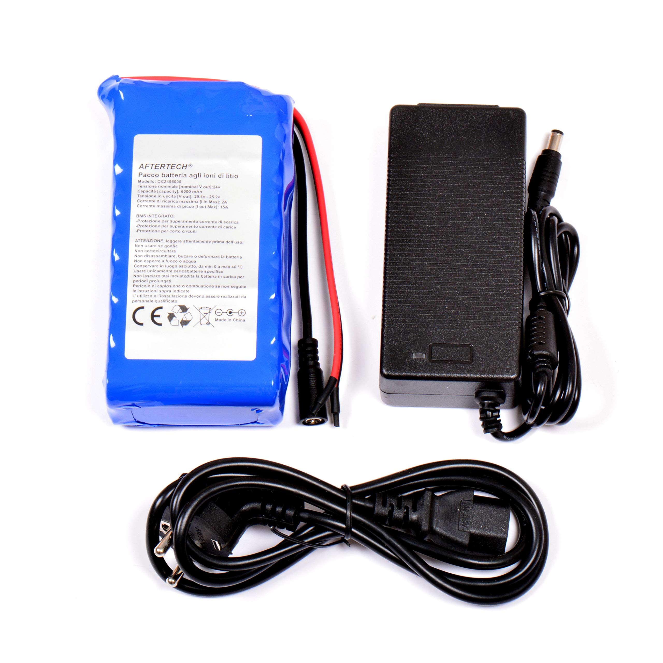 Pack DE BATERÍAS AFTERTECH 24V 6Ah BATERÍA DE Litio Recargable 135x68x38mm 6000mAh 24volt 7s2p H1E1