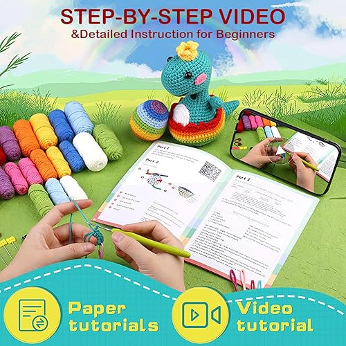 Miniatura 2 de Kit de ganchillo para principiantes, kit de inicio de ganchillo con video paso a paso, kit de ganchillo para principiantes para adultos y niños con