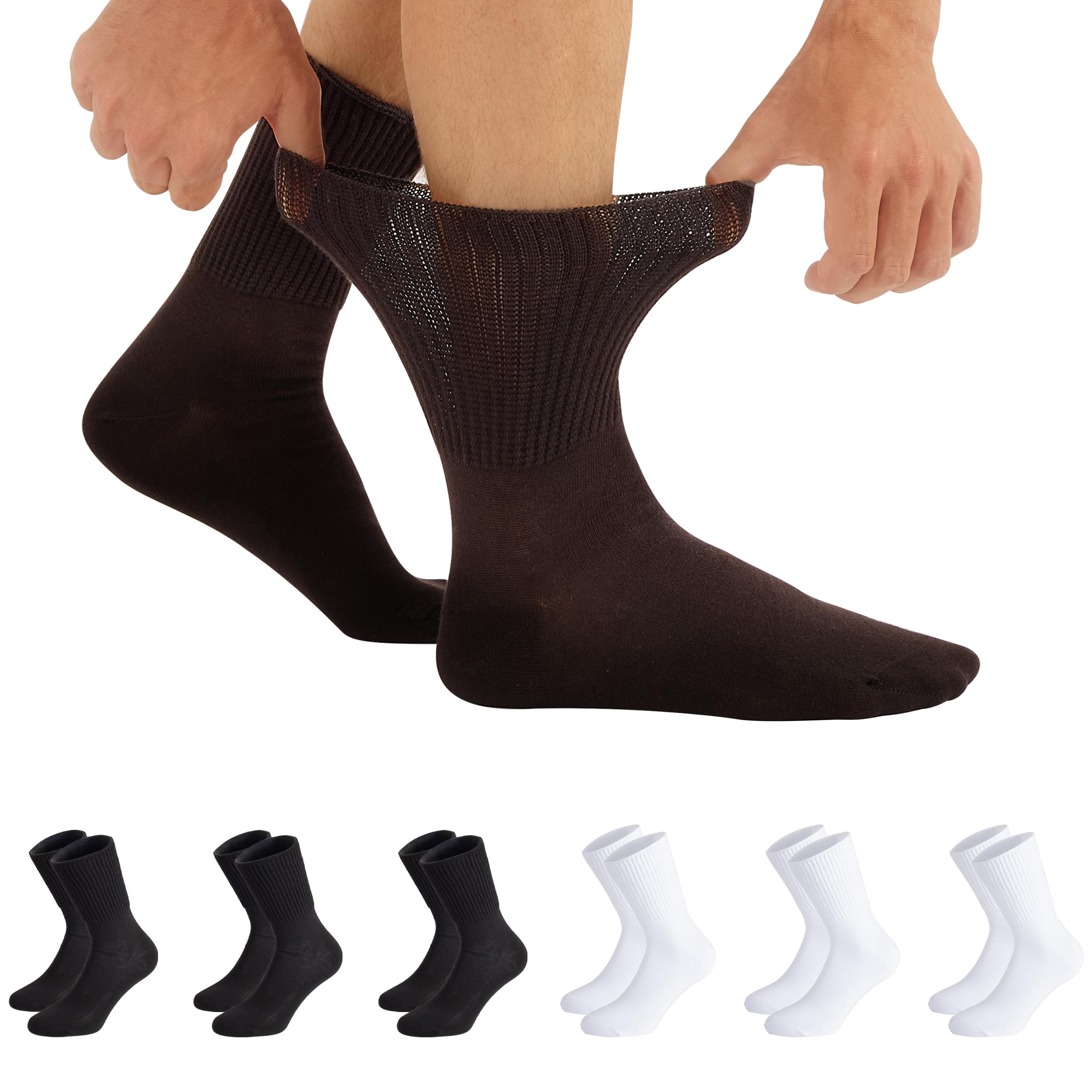 CALZITALY, PACK 3/6 PAARE Socken ohne Gummiband, Sanitären Socken Unisex, Diabetikersocken aus Baumwolle | Made in Italy