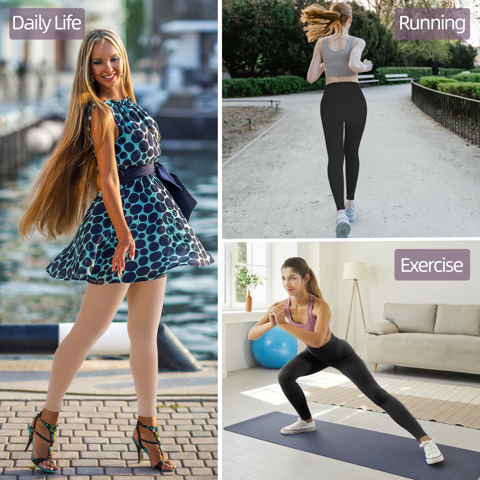 Collant a compressione medica da donna, 20-30 mmHg, calze a compressione graduate, classe 2, calze a compressione, leggings da donna per gravidanza, vene varicose, edema