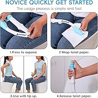 Vista 5 de Ayuda Plegable para Inodoro, Varita de Limpieza Cómoda de 15.6" de Largo Bottom Buddy Ayudas de Papel Higiénico para Ir al Baño, Autoayuda