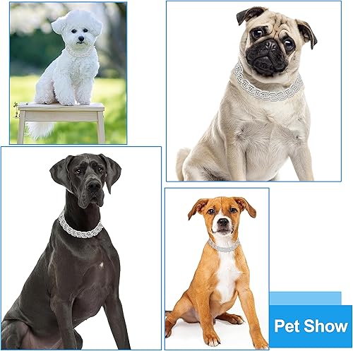Miniatura 2 de Collar de perro con diamantes con purpurina, collar de metal plateado con diseño de hebilla segura, accesorios de joyería para mascotas, para perros