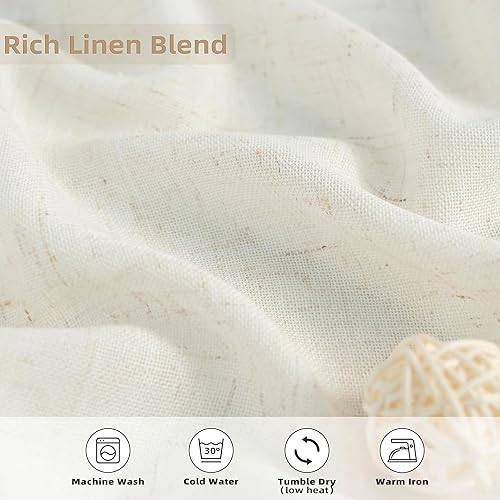Miniatura 4 de DriftAway Cortinas plisadas de lino semitransparente con textura de casa de campo sólidas y rústicas, 2 paneles de 50 pulgadas de ancho por 84