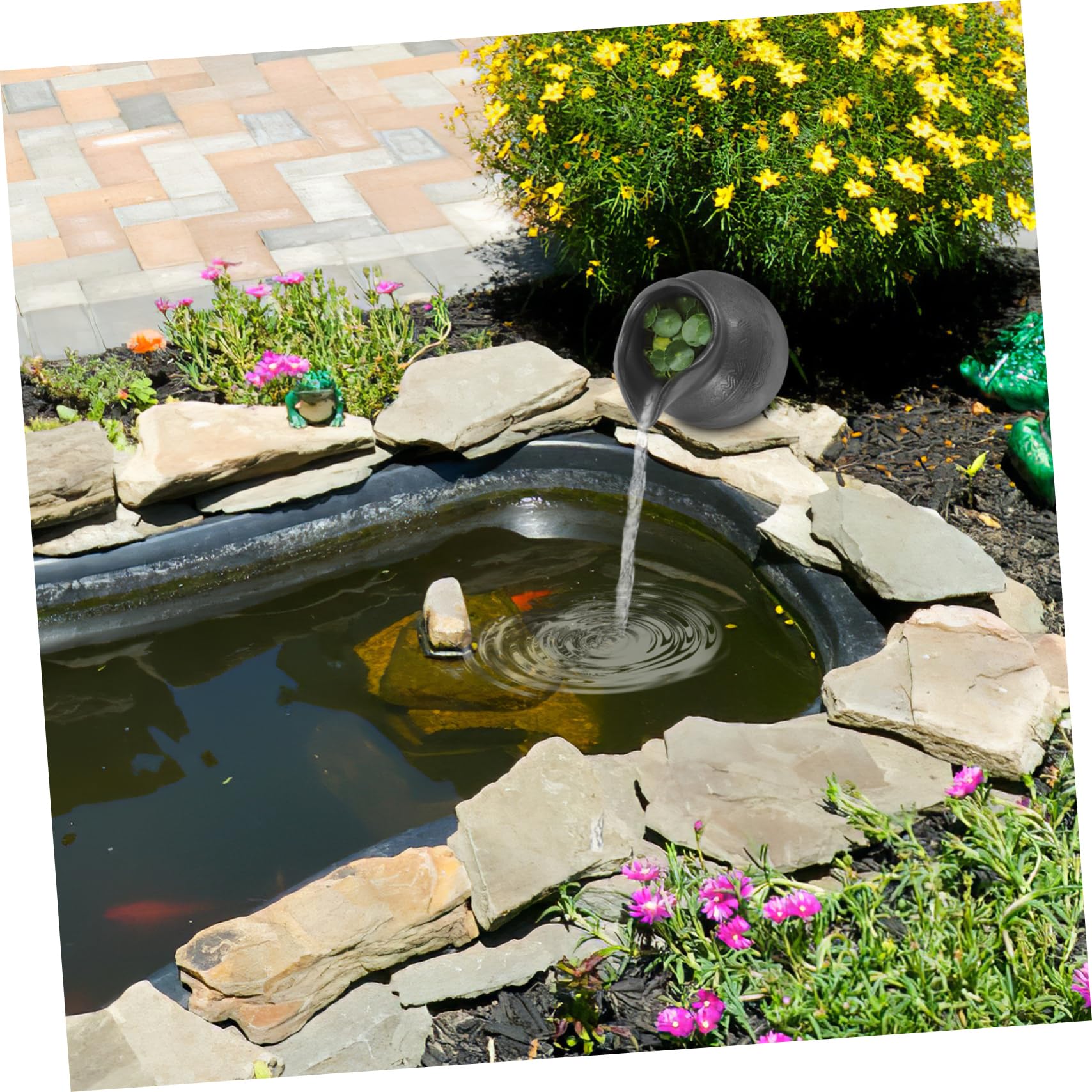Vaso Fontana in Ceramica a Cascata Decorativa per Interni ed Esterni, Arredamento la Casa e Giardino, Design Compatto Circolazione D’acqua per Balconi e Cortili, Risparmio